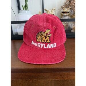 Vintage Maryland Terrapins Hat Corduroy Snapback NCAA The Game USA 90s Red